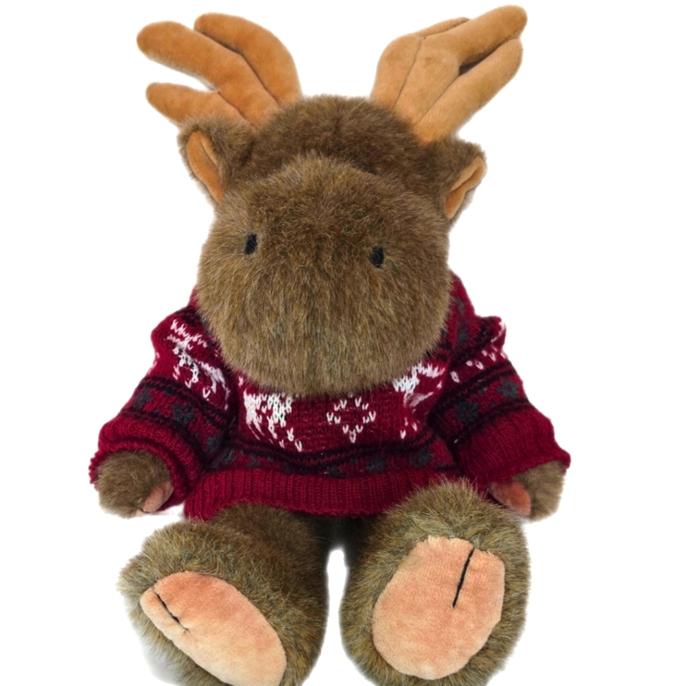 Vintage Boyd's Collection Plush Moose with Red Sweater 1988-2003